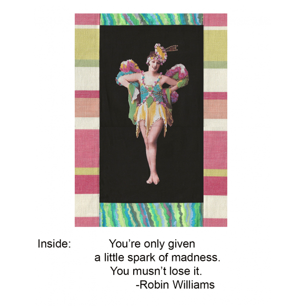Moulin Rouge dancer card with Robin Williams quote