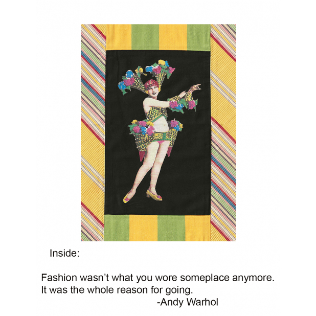 Casino de Paris dancer card with Warhol quote