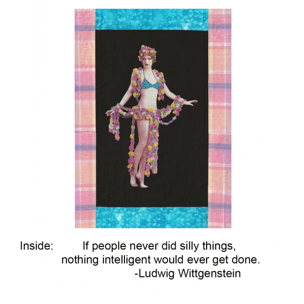 Casino de Paris dancer card with Wittgenstein quote
