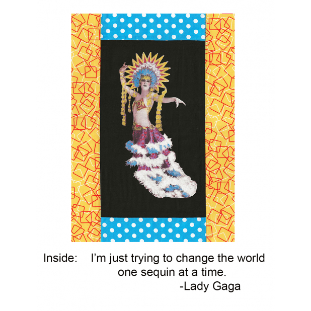 Casino de Paris dancer card with Lady Gaga quote