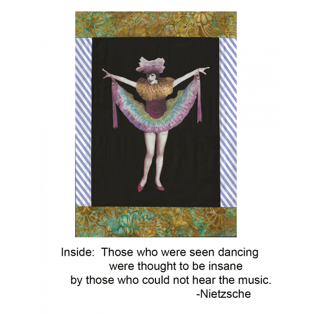 Casino de Paris dancer card with Nietzsche quote