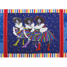 Fabric photo, painted and collaged. Original size 11" x 14"