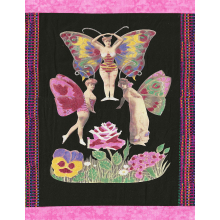 Fabric photo of vintage postcard, painted and collaged.  Original size 11" x 14"