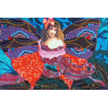 These fabric collages are based on vintage postcards.  18 x 24