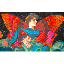 These fabric collages are based on vintage postcards.  18 x 24