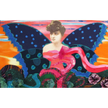 These fabric collages are based on vintage postcards.  18 x 24