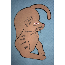 Fabric collage based on Andy Warhol's drawings of his cat, Sam.  Original size 1