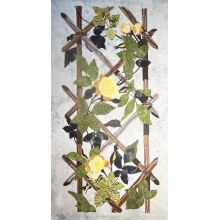 These fabric collages are based on inlaid Italian marble designs.  16 x 32