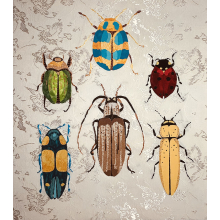 Very detailed fabric collage with embroidered legs and antennae. Original size i